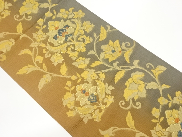 JAPANESE NAGOYA OBI / MATELASSE / WOVEN FLOWER ARABESQUE